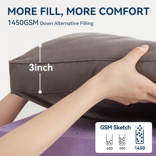 BDEUS Queen Size Dual Layer 5-Inch Memory Foam Mattress Topper - 2-Inch Gel Plus 3-Inch Down Alternative Pillow Top, Dark Gray
