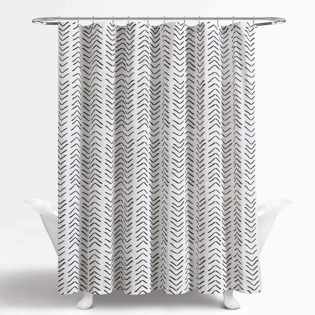 Lush Decor Hygge Modern Arrow Linen Look Shower Curtain, 72" X 72", Black & White