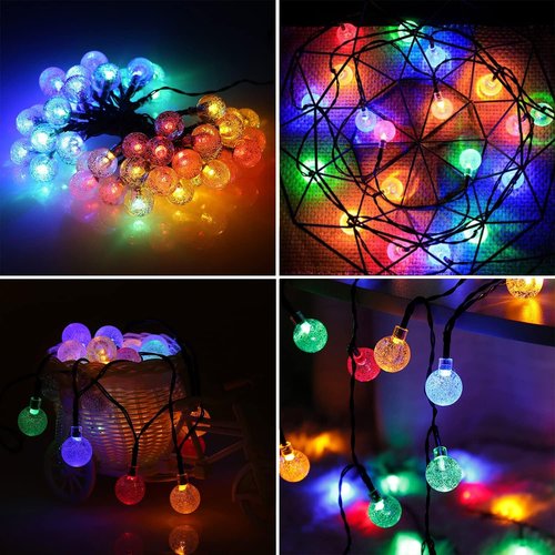 JMEXSUSS Solar String Lights - 2 Pack Crystal Globe Design | 41.6FT, 60 LED, Waterproof, 8 Modes for Outdoor Decor