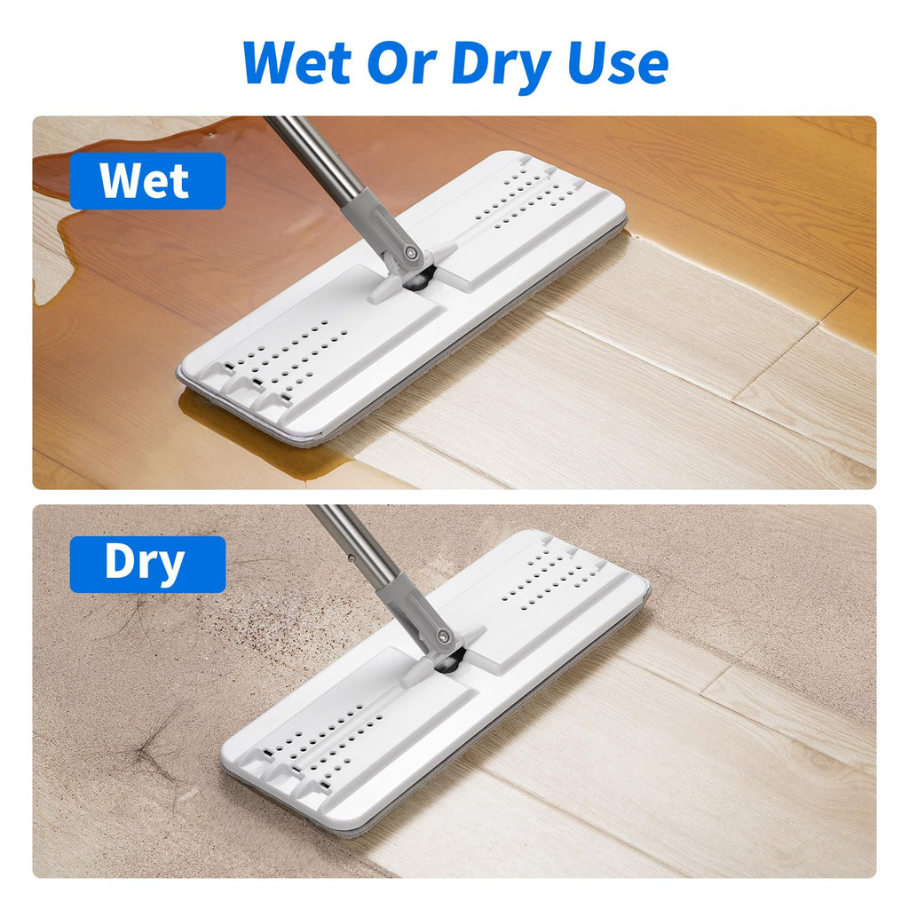 Oshang Flat Mop Head Refill, 13" X 4.9" Flat Mop Pads, Microfiber Mop Pads Flat Mop Replacement Heads (White and Grey)