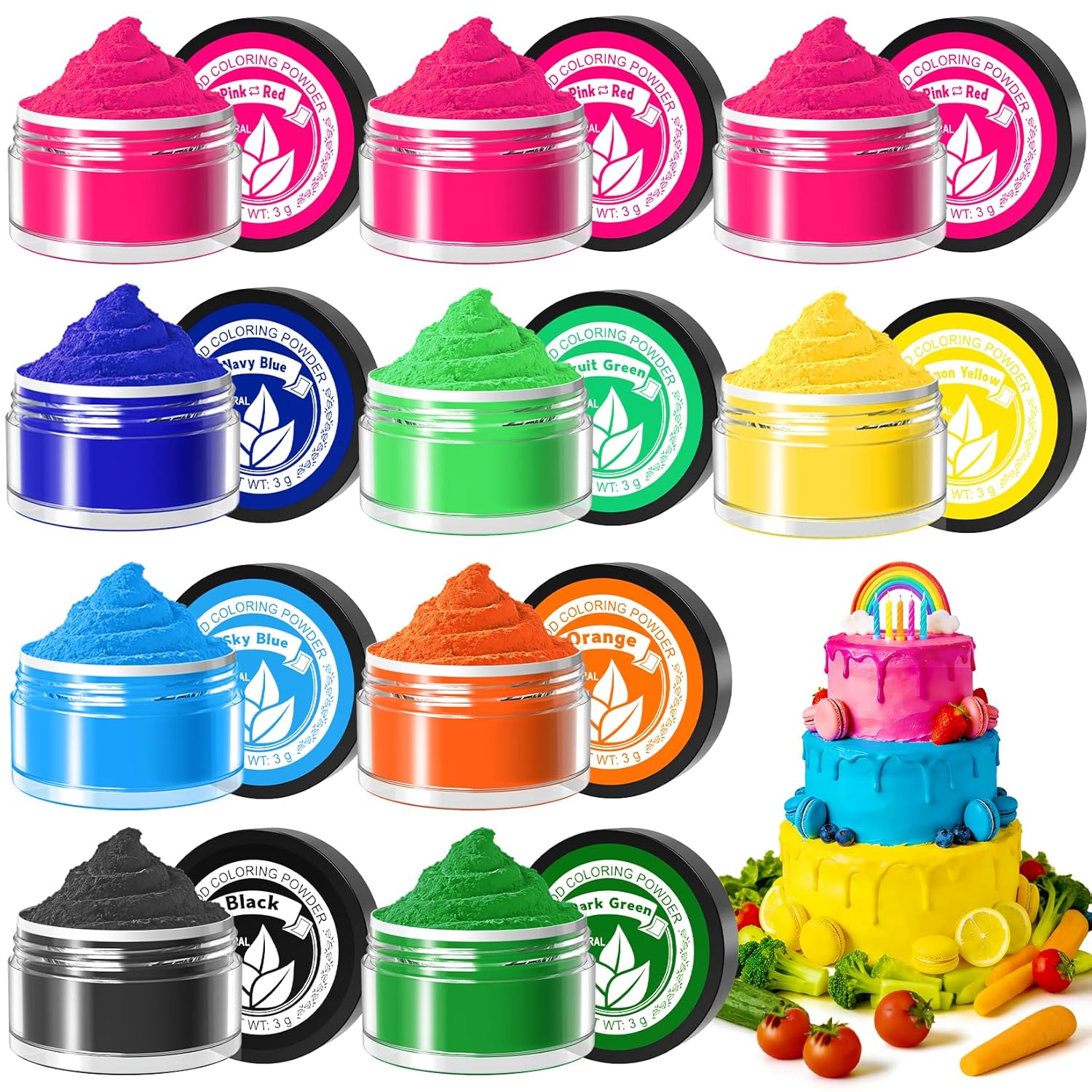 Natural Food Coloring Powder | 10 Plant-Based Colors - Dye-Free, No Artificial Dyes for Baking & Decorating
