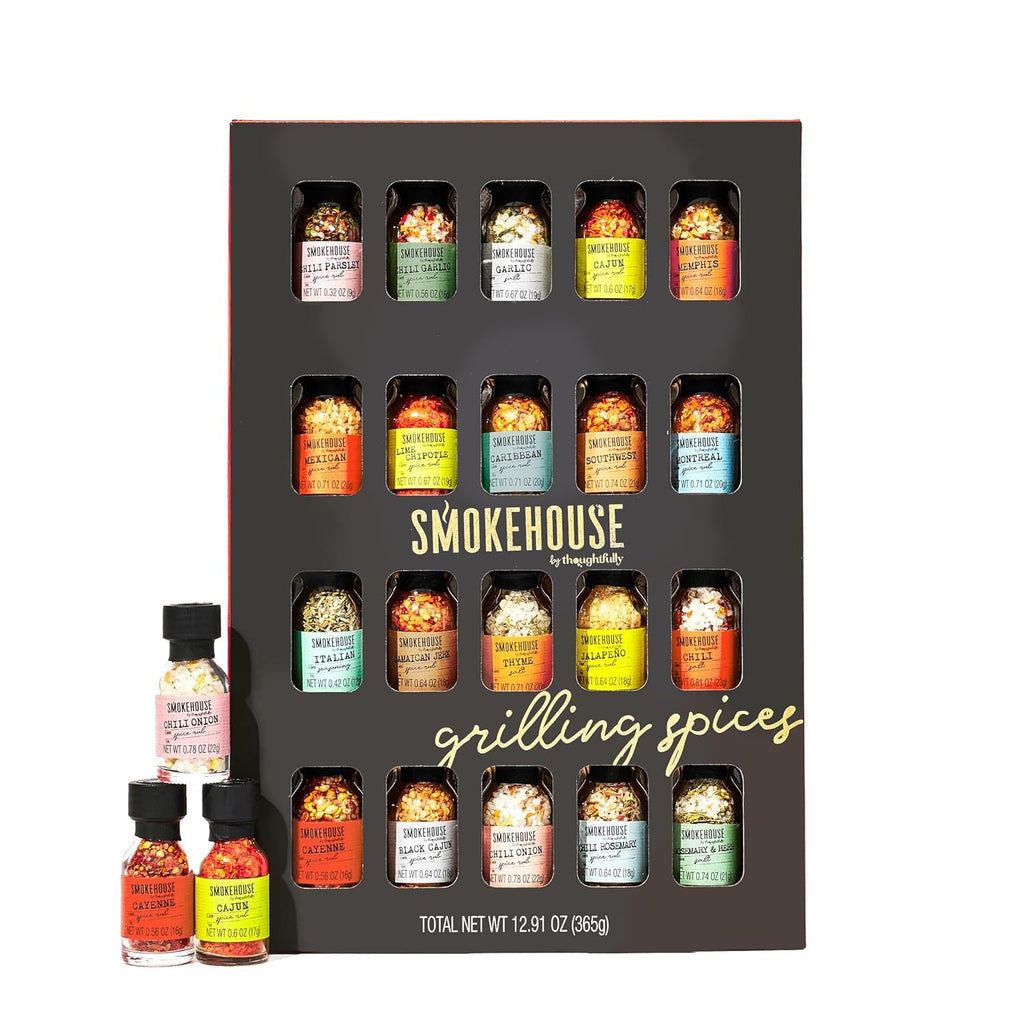 Smokehouse by Thoughtfully Ultimate Grilling Spice Set - 20 Flavor Seasoning Gift Set for BBQ Enthusiasts