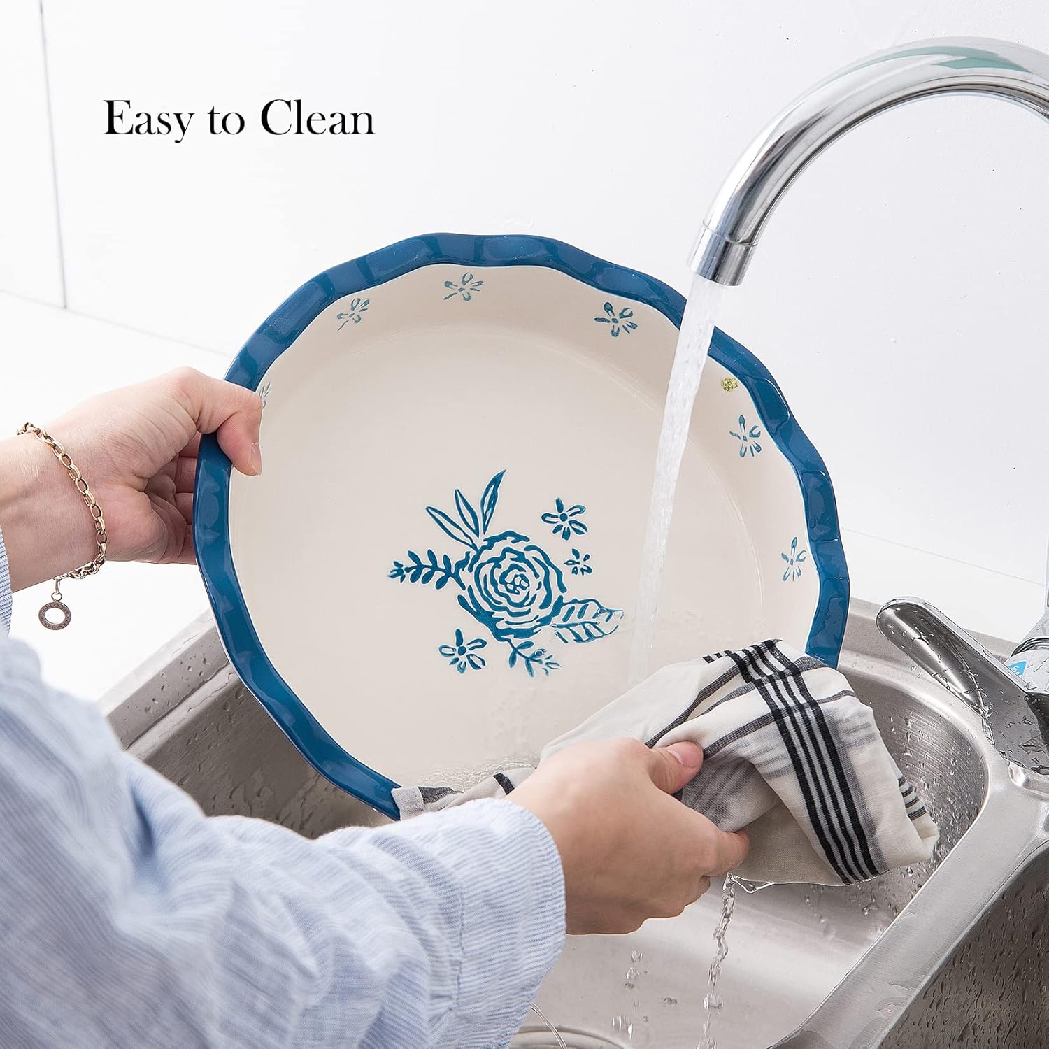Wisenvoy Ceramic Deep Dish Pie Pan - Non-Stick Baking Dish for Perfect Pies | Durable & Easy to Clean