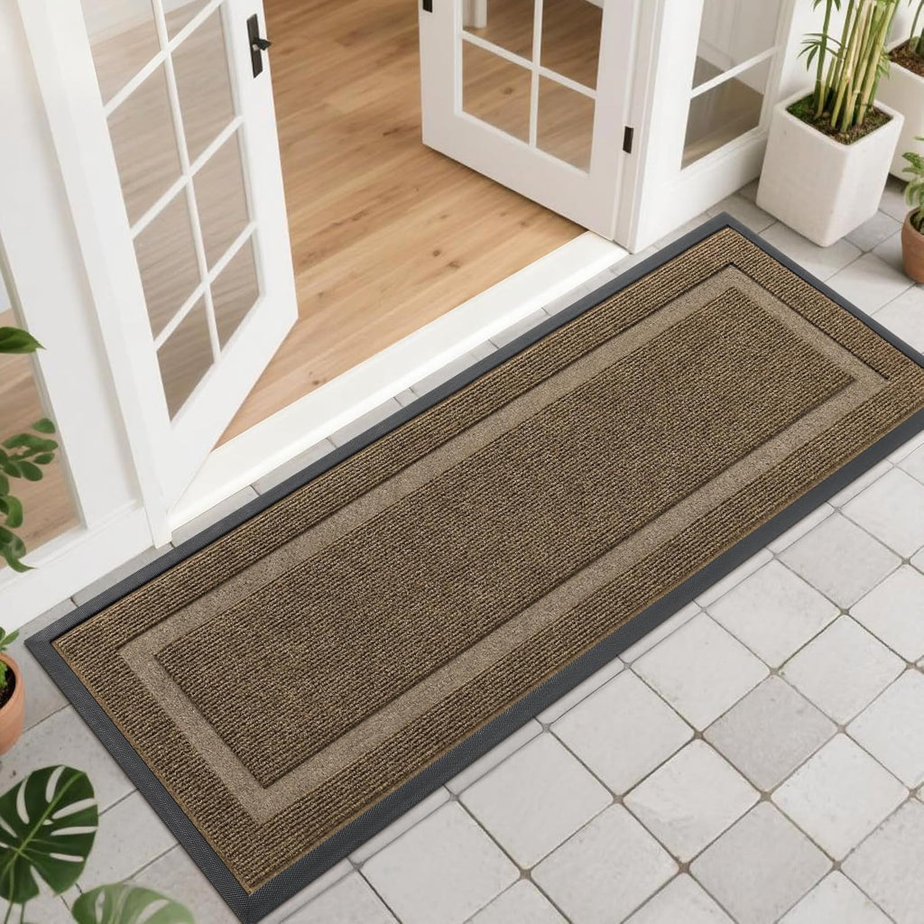 OLANLY Waterproof Front Door Mat - All-Season, Fade Resistant, Easy Clean | 47x17 Inches, Brown