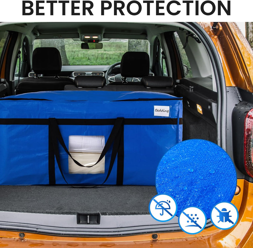 TAILI Extra Large 69 Gallon Storage Bags - Heavy Duty Blue Moving Totes with Visible Window & Wrap Around Handles (2 Pack)