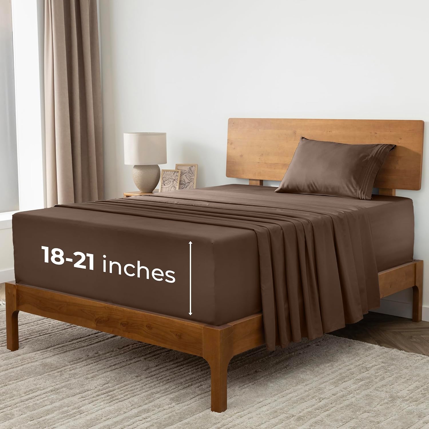 Mellanni Extra Deep Twin XL Sheets - Hotel Luxury, Ultra Soft & Cooling Bedding - Wrinkle Resistant (Brown)
