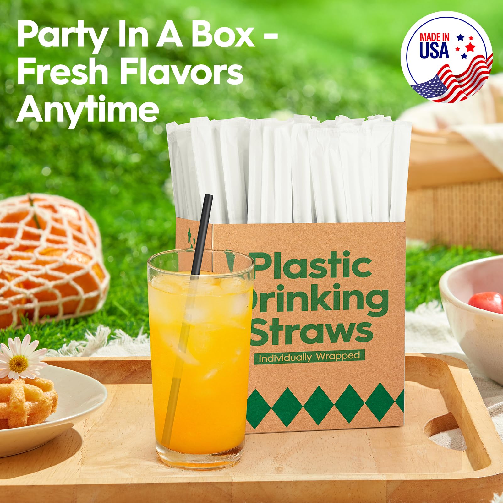 Delxo 500 Count Individually Wrapped Clear Plastic Straws - 7.75 Inch Long, 0.23 Inch Diameter - Disposable Drinking Straws for Party, Every Occasion - Made in USA