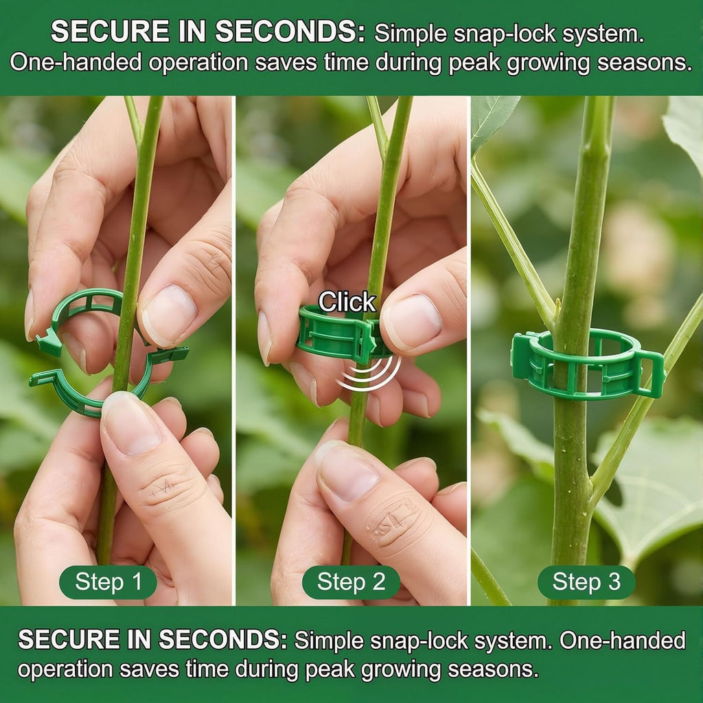 Skiennix 600 Pcs Tomato Clips - Heavy-Duty Plastic Vine Support for Healthy Climbing Plants