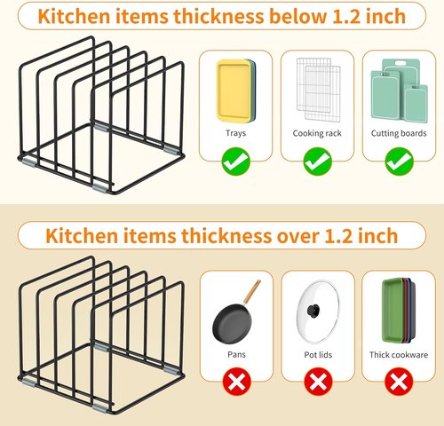 Cutting Board Organizer | Skiennix 2-Pack Kitchen Cabinet Rack with 5 Slots for Baking Trays & Sheets