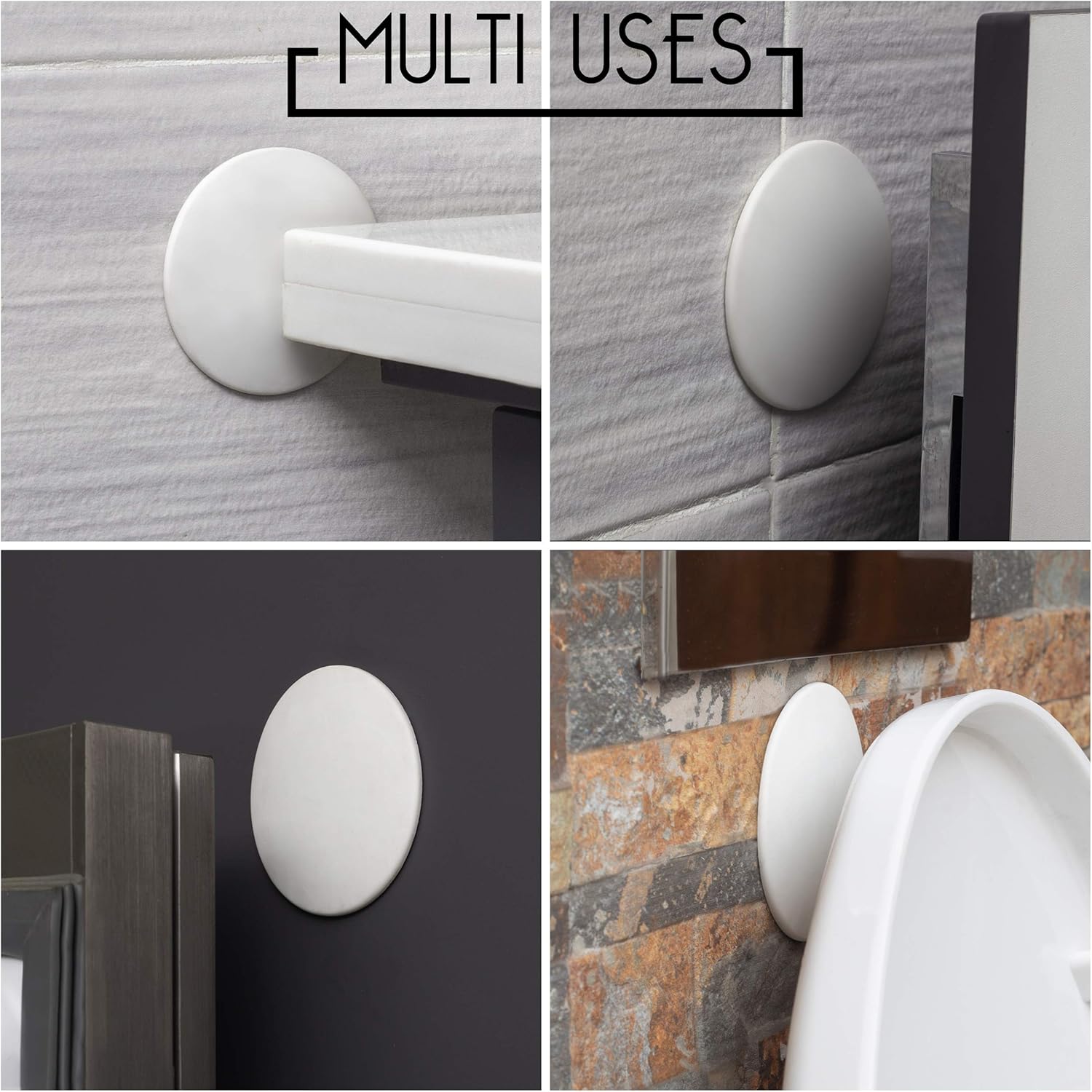 Skiennix Door Stoppers - Large 3.15" Silicone Wall Protectors | Shock Absorbent & Quiet - 4 PCS - White