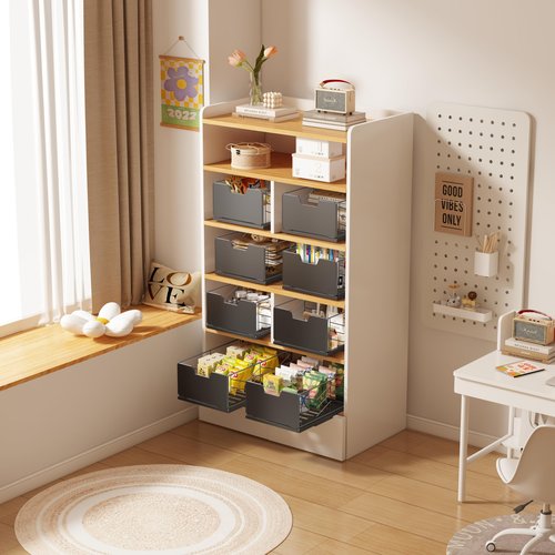NETEL 2 Pack Pull Out Cabinet Organizer, No Drill Slide Out Drawers for Kitchen Cabinets, Peel and Stick Pull Out Drawers, Kitchen Cabinet Organizer,Black,11.8" W X 20.86" D X 6.9" H