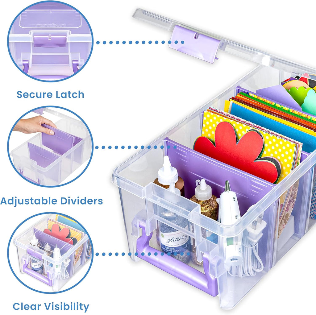 ArtBin Semi Satchel Craft Organizer - Clear Portable Storage Case with 3 Dividers for Supplies