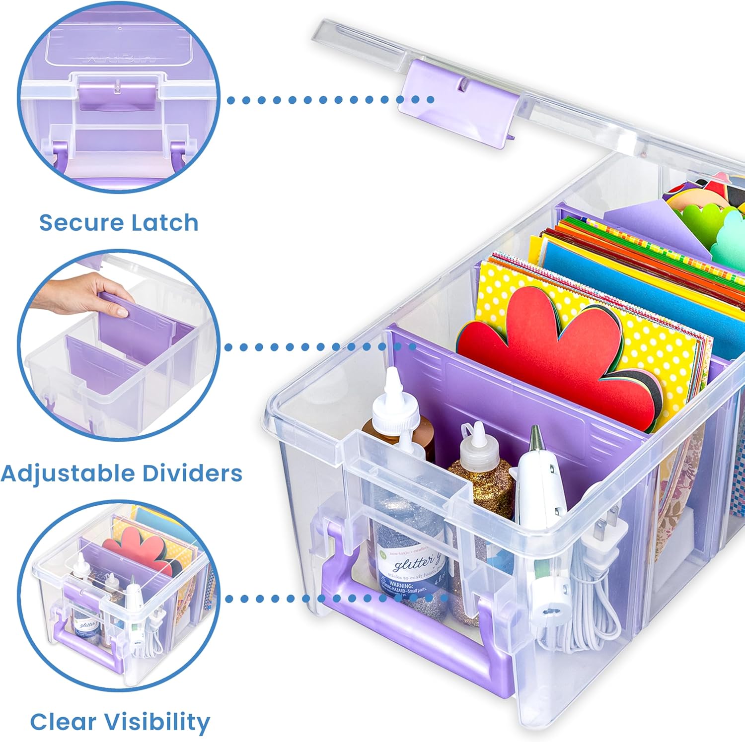 ArtBin Semi Satchel Craft Organizer - Clear Portable Storage Case with 3 Dividers for Supplies