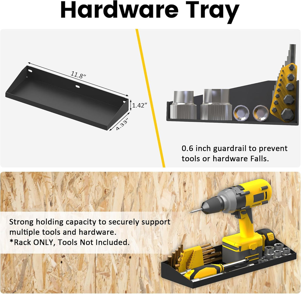 UNITEDPOWER Wall Mount Hand Tool Storage Set - Screwdriver Organizer & Pliers Holder | 4 Pack Metal Hardware Tray for Garage