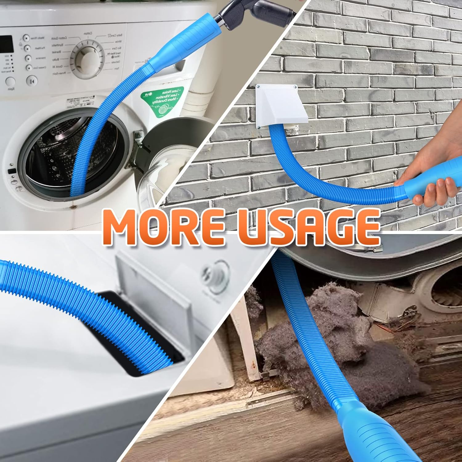 PetOde Dryer Vent Cleaner Kit - Versatile Lint Remover for Power Washer & Vacuum Hose