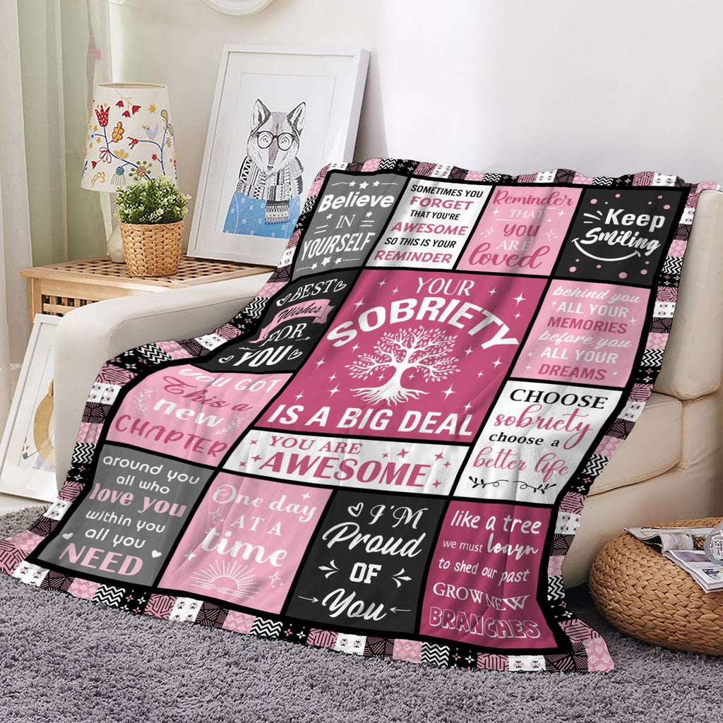 kituzol Sobriety Gifts for Women, Sober Blanket, Addiction Recovery Gift, 1 Year Sober Gift Ideas, AA Gifts Sobriety for Women 60"X50"