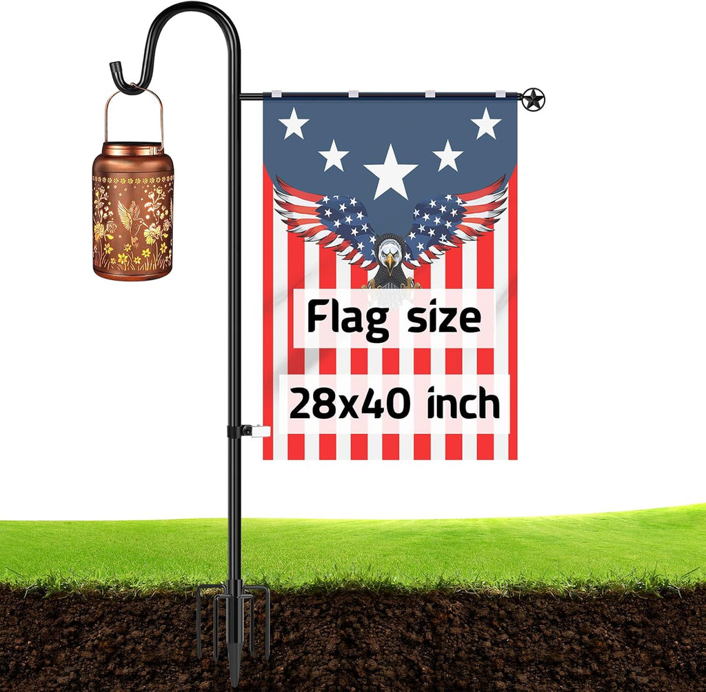 Ottsuls Heavy Duty Garden Flag Stand - 60 Inch Sturdy Shepherd Hook for 28"x40" Flags