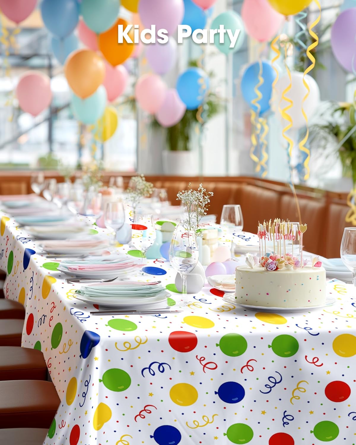 Pureegg Disposable Plastic Tablecloths - 54 x 108 Inch, Leakproof & Sturdy for Birthday Parties & Picnics