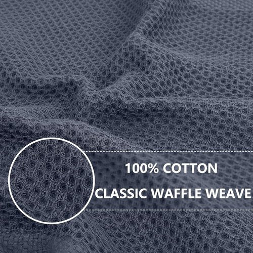 Homaxy 100% Cotton Waffle Weave Dish Cloths - Ultra Soft & Absorbent 4-Pack | Quick Drying, Dark Grey, 12 x 12 Inches