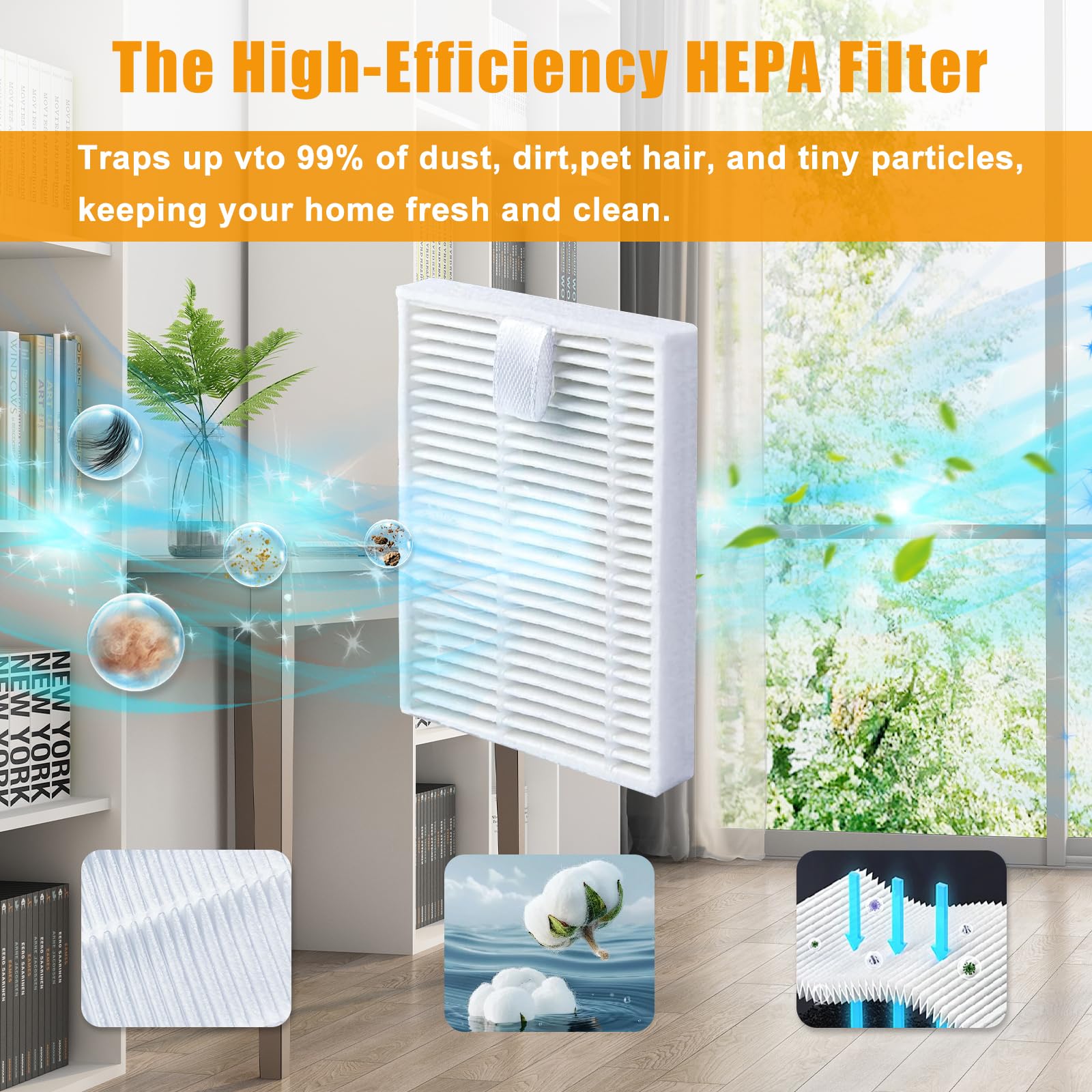 15 Pack Replacement Parts Kit for iRobot Roomba Essential Series Q011, Y0140, Q0120, Y0110, Q0520, 104, 105 Vac/Combo Robot Vacuum, 2 Roller Brushes, 6 Side Brushes, 6 HEPA Filters, 1 Cleaning Tool