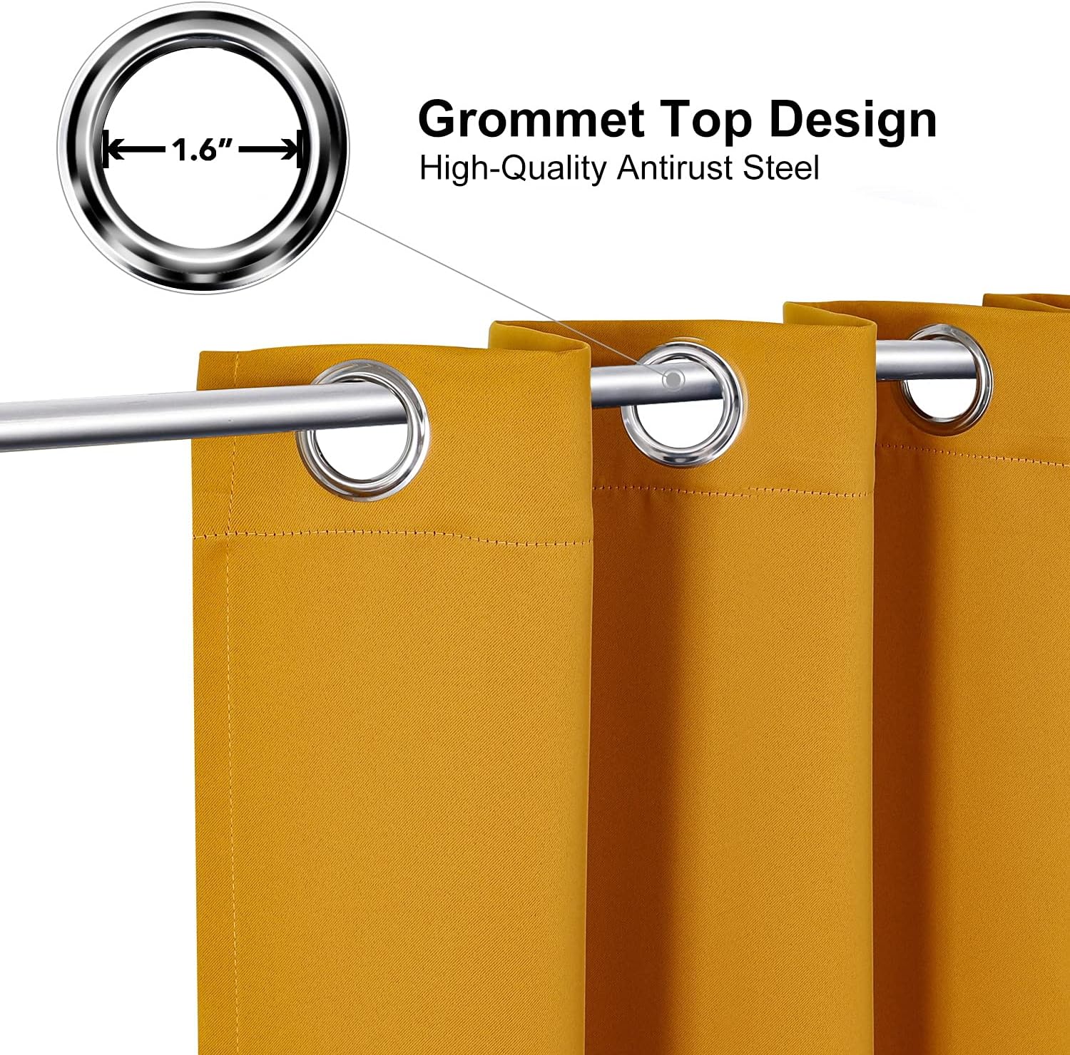 ChrisDowa Blackout Curtains - Room Darkening Thermal Insulated Grommet Panels | Mustard Yellow, 52 x 90 Inch