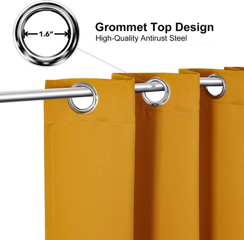 ChrisDowa Small Window Curtains - Grommet Thermal Insulated Room Darkening Panels, Mustard Yellow, 42 x 36 Inch