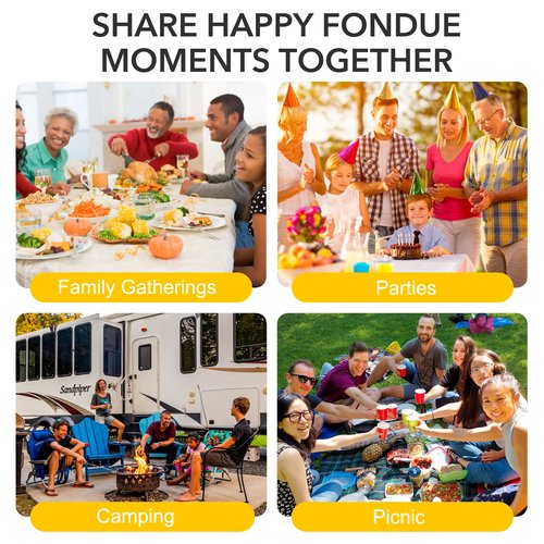 Befano Stainless Steel Fondue Pot with Temperature Control, Forks, Cups, and Rack, 2-Quart, Non-Stick, Perfect for Chocolate, Cheese, Caramel, Marshmallows, Great for Valentine's Day