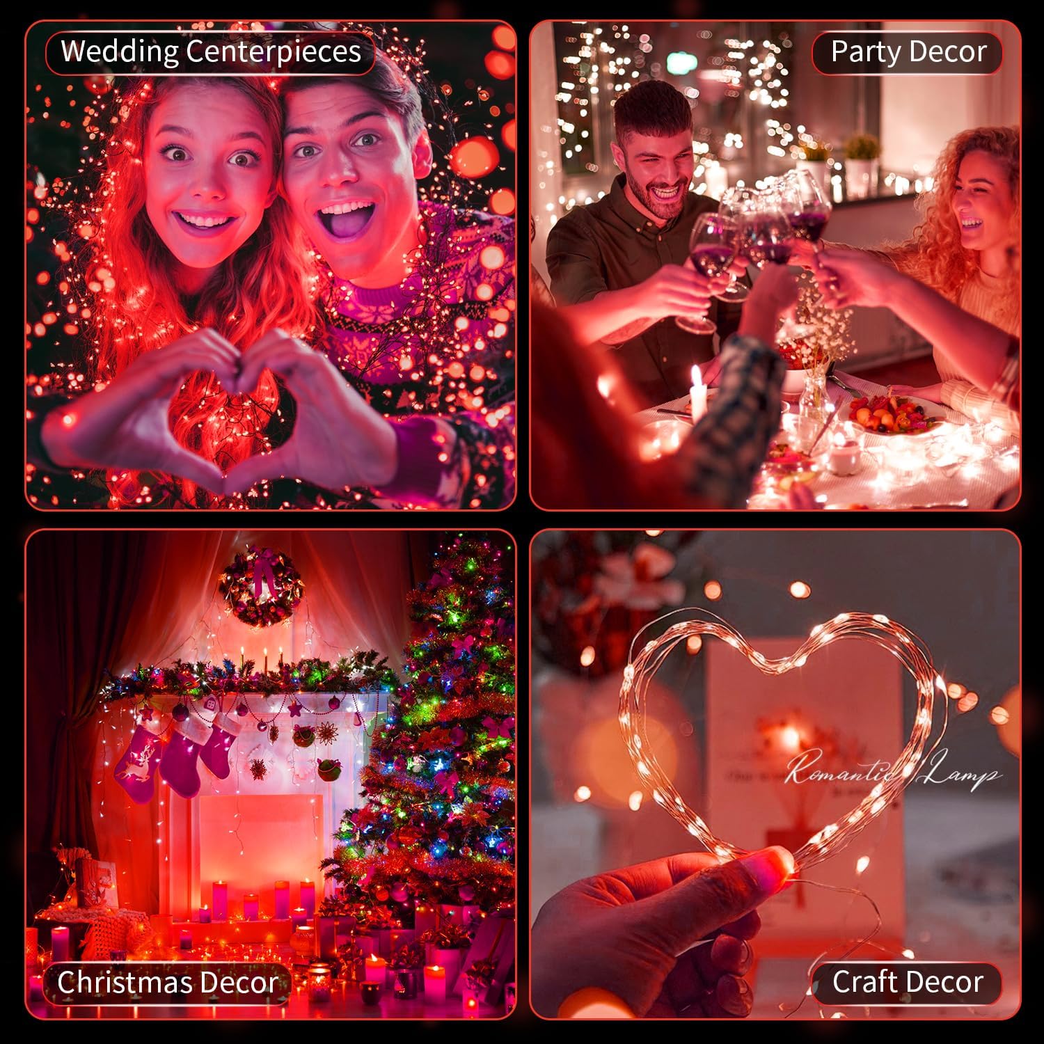 Skiennix 20 Pack LED Fairy Lights - Waterproof Mini Twinkle String Lights for Weddings & Parties - Red, 7FT