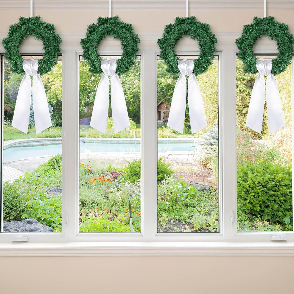 VitalCozy Wreath Sash - Embroiderable Plain Blanks for Front Door Decor | 4.49" x 56.30", White, 6 Pcs