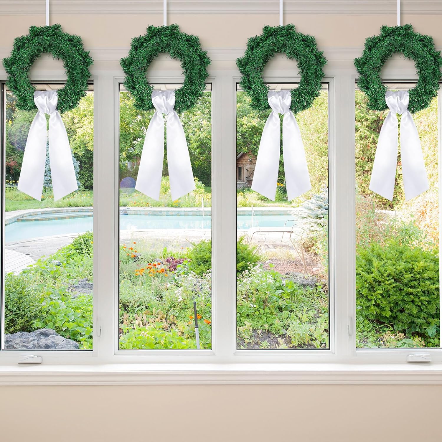 VitalCozy Wreath Sash - Embroiderable Plain Blanks for Front Door Decor | 4.49" x 56.30", White, 6 Pcs