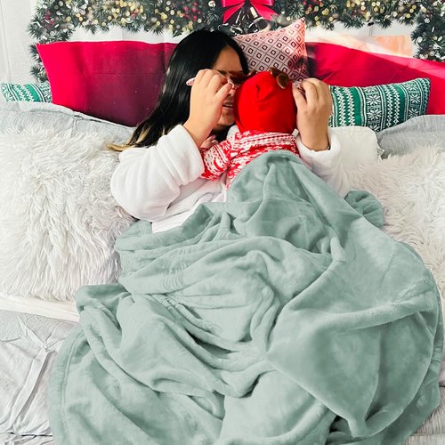 Bedsure GentleSoft Fleece Bed Blanket - Soft, Lightweight, Plush Luxury in Sage Green | Full Size 84x90 Inches