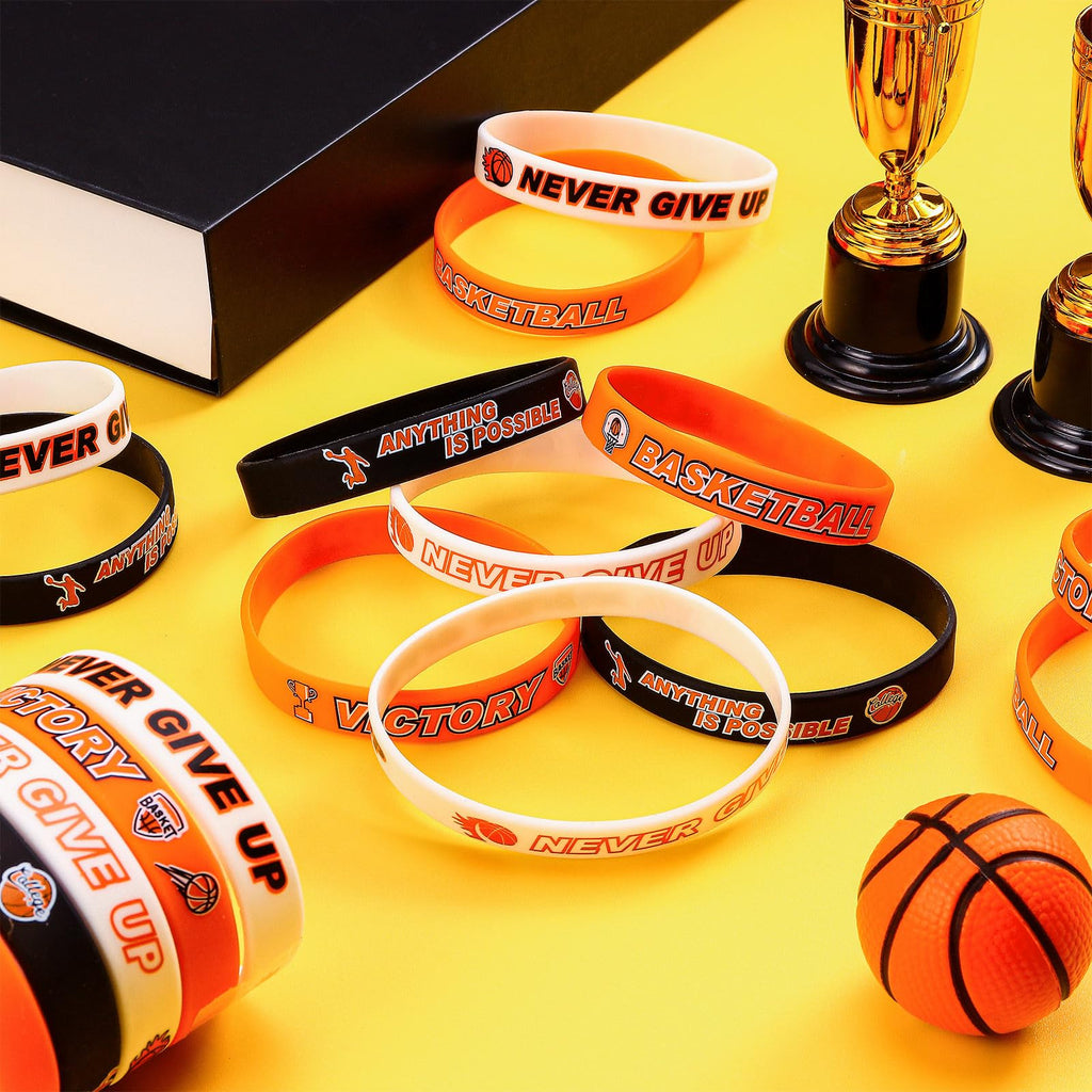 VICROIC 30 PCS basketball silicone bracelets Rubber wristbands, basketball motivational Silicone bracelets for Team Awards Gifts Sports Themed Party Favors