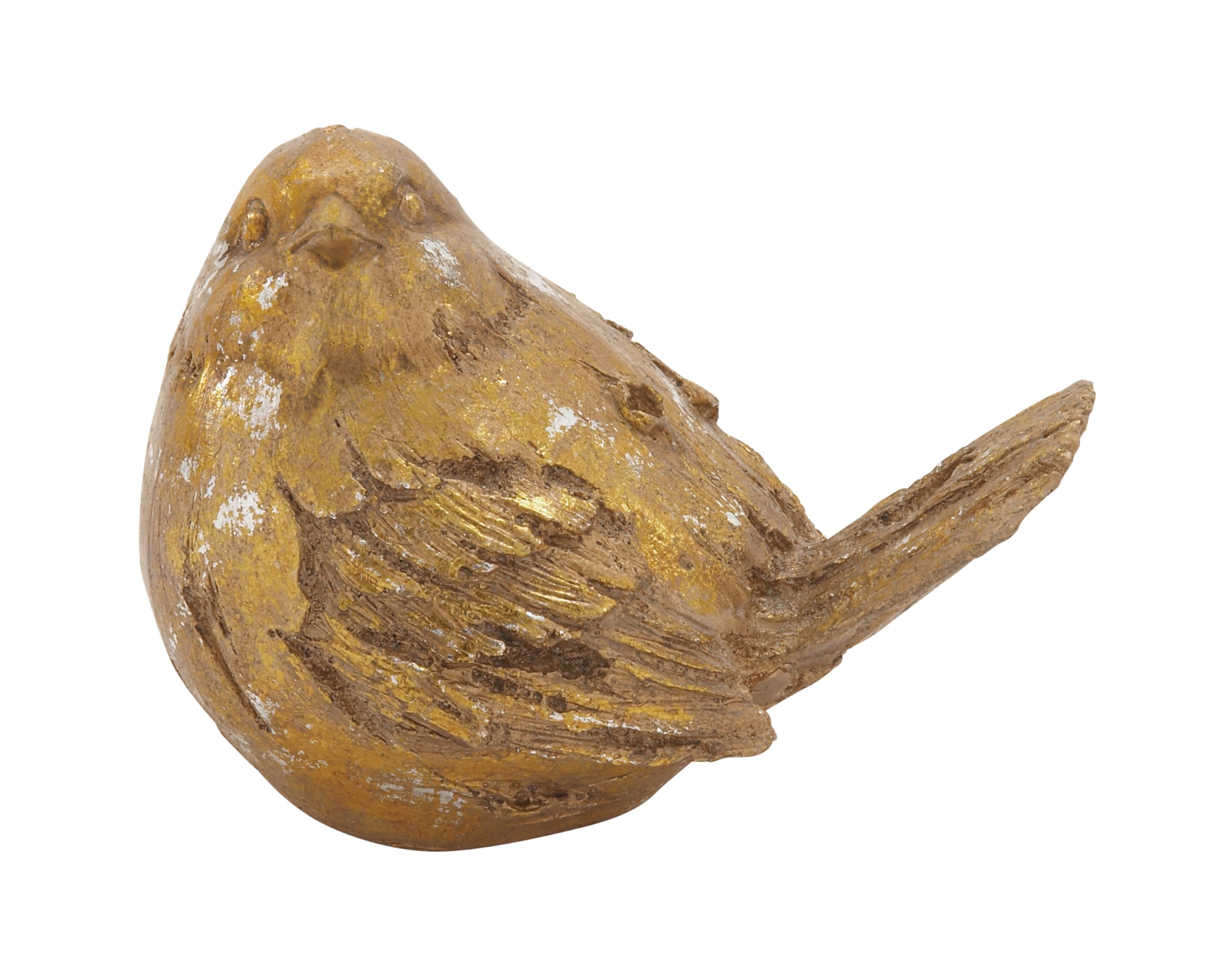 Deco 79 Polystone Bird Decorative Sculpture Home Decor Statues, Set of 2 Accent Figurines 8"W, 6"H, Gold