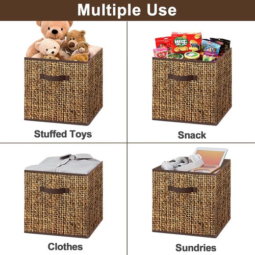 Homyfort 11x11 Cube Storage Bins - Collapsible Fabric Organizers with Dual Handles | Set of 6