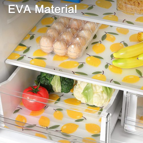 Cooyes Shelf Liner, Non-Adhesive Cabinet Liners for Kitchen Drawers, Shelves, Refrigerator, Pantry Storage, Bathroom Closet, Fridge, Durable Waterproof EVA Mats(11.8" W x 118" L, Yellow Lemon)