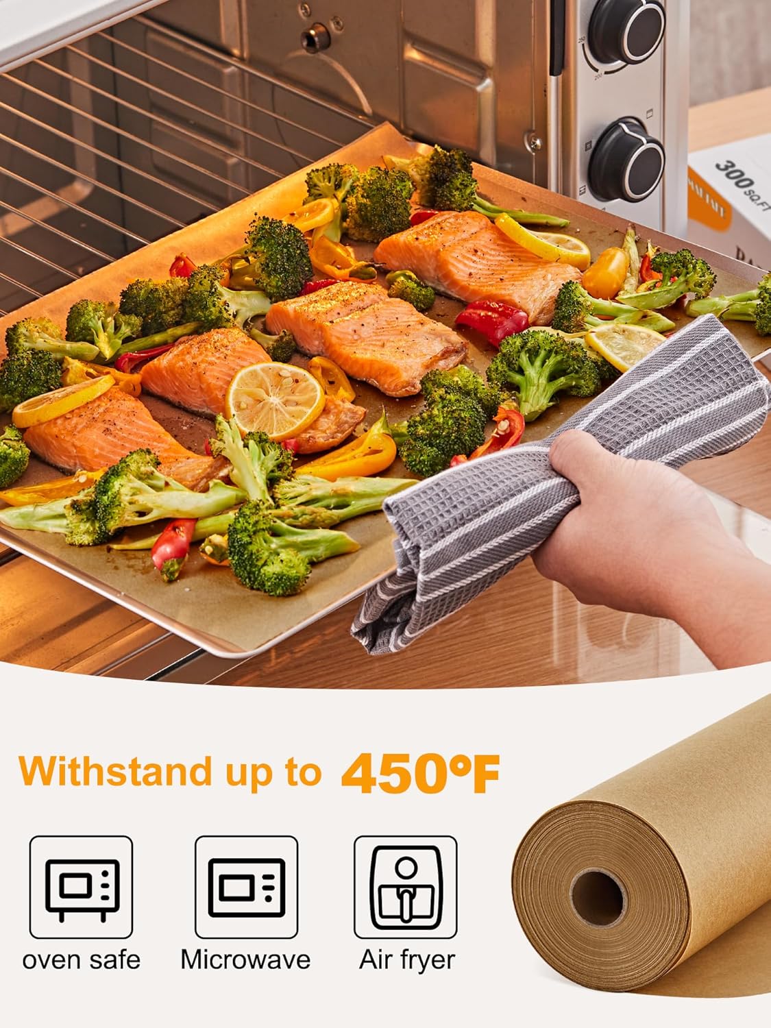 SMARTAKE Parchment Paper Roll - Non-Stick Baking Sheets with Slide Cutter | 12" x 300 ft, Heavy Duty