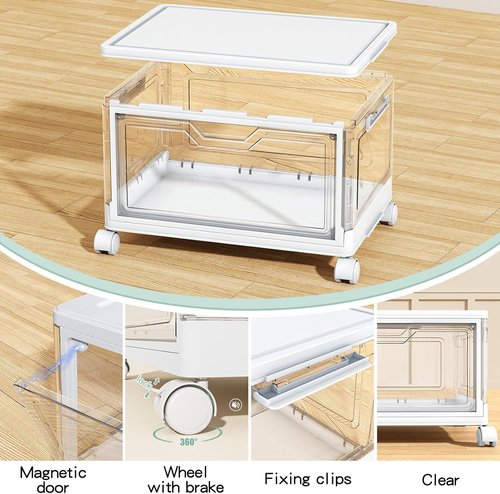 Kmiectse Clear Storage Bins - 4-Tier Stackable Plastic Bins with Lids & Wheels | 23 QT Closet Organizer