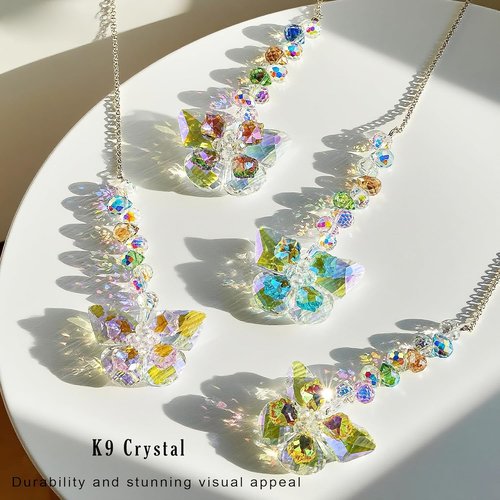 HDCRYSTALGIFTS Crystal Butterfly Suncatchers - 4pcs Indoor Glass Decor for Rainbow-Making | Spring Home Garden Gift