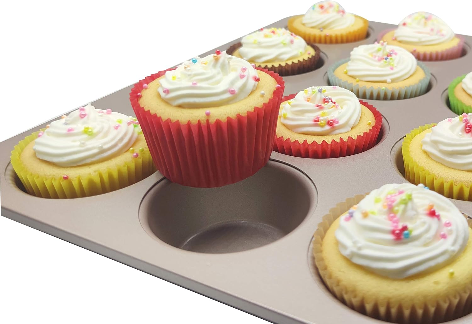 Premium Red Greaseproof Cupcake Liners - Standard Size Muffin Baking Cups, 100-Count