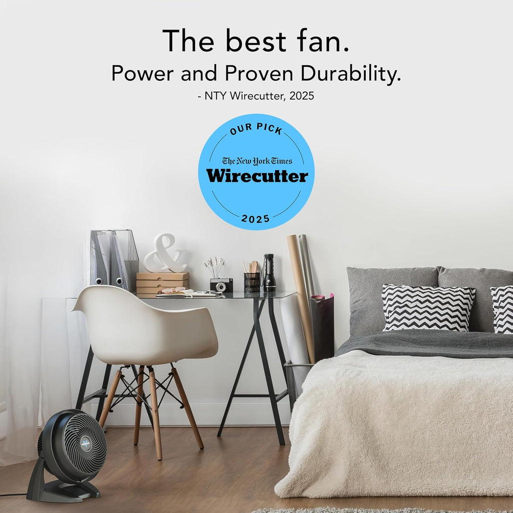 Vornado 630 Mid-Size Air Circulator - 3-Speed Quiet Floor Fan for Home & Office, 9-Inch, Adjustable Tilt, Black