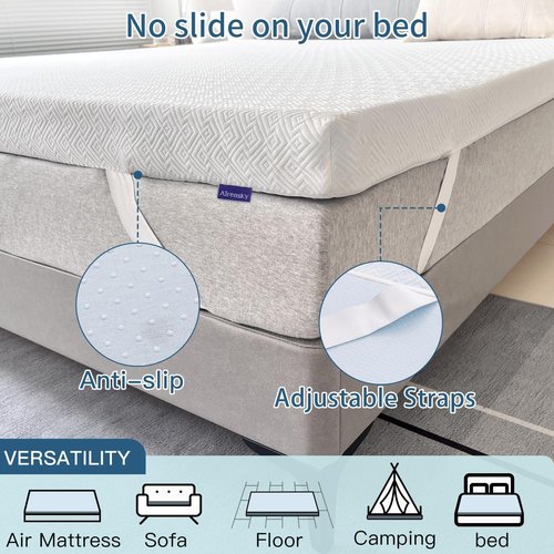 Airensky 2 Inch Memory Foam Mattress Topper, Cooling Gel Infused High Density King (76"x80") Topper with Removable Skin-Friendly Cover, Bed Topper for Pressure Relief Back Pain, CertiPUR-US Certified