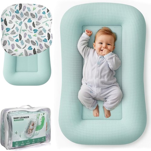 Baby Lounger for Newborns by [Brand Name] - Adjustable Infant Nest with Breathable Fabric & 3D Support | Portable Blue Lounger for 0-24 Months