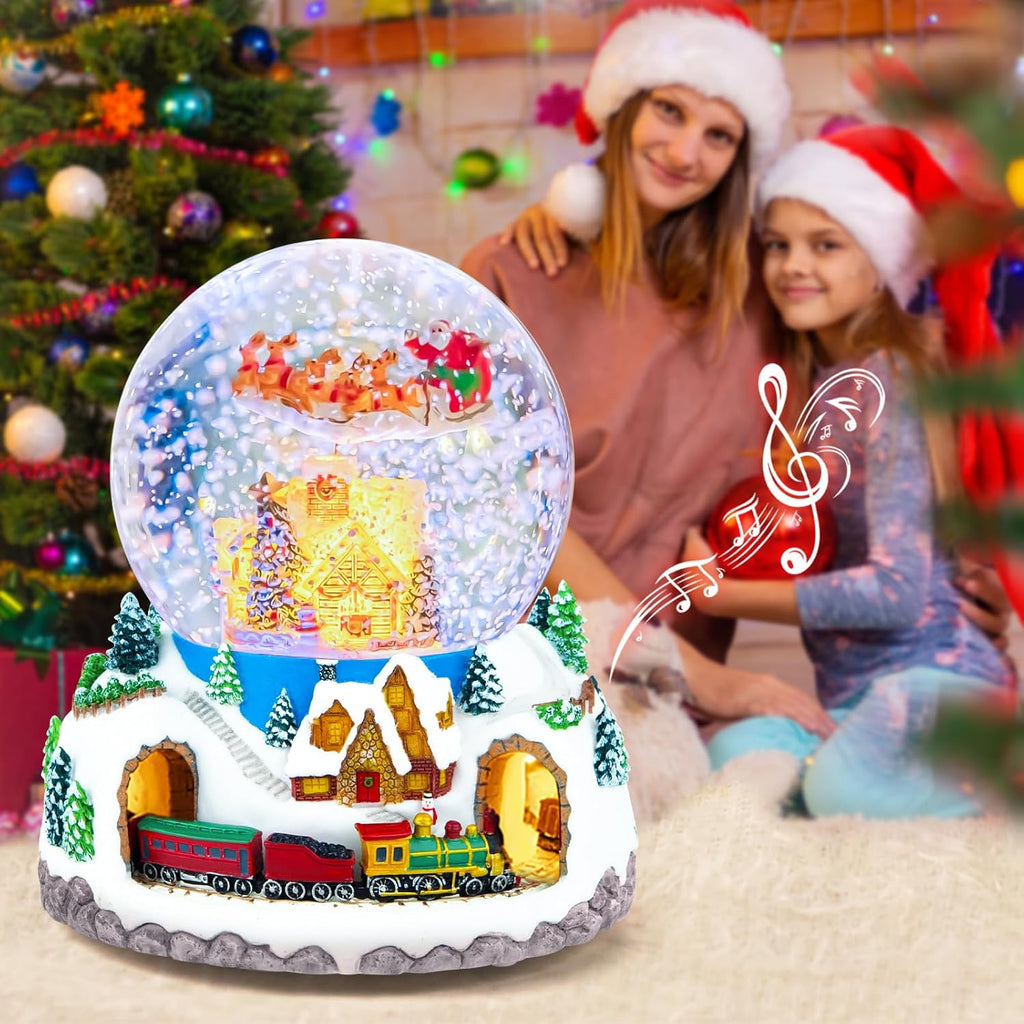 Regine Switzerland Musical Snow Globe | Rotating Santa Claus with Automatic Snowfall | 48 Classic Christmas Carols
