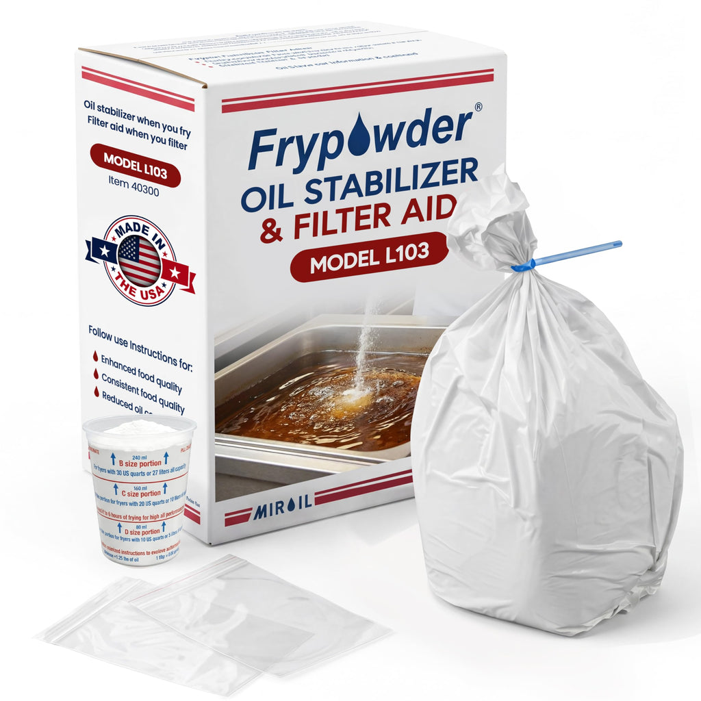 MirOil L103 Fry Powder Oil Stabilizer and Filter Aid, Case of 3 Gallons of Fry Powder, Remove Fryer Oil Contaminant, Save Grease & Remove Carbon Deposits, Reduce Usage, Deep Fryer Cooking Grease Saver