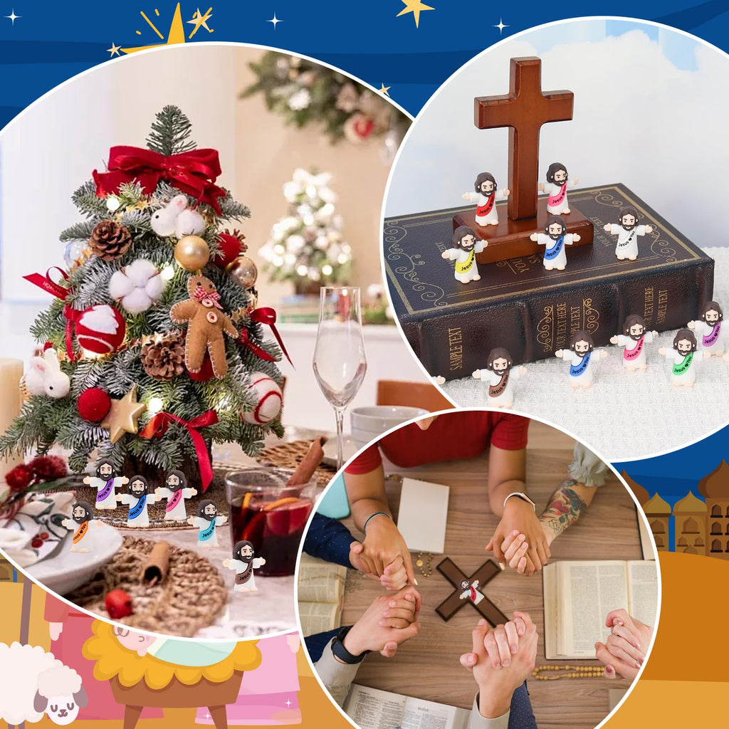 Owurha 100PCS Little Jesus Figures Mini Jesus Love You Figures Original Design Tiny Jesus Figurines in Bulk to Hide and Seek Religious Party Favors Sunday School Baptism Gifts Easter Egg Stuffers