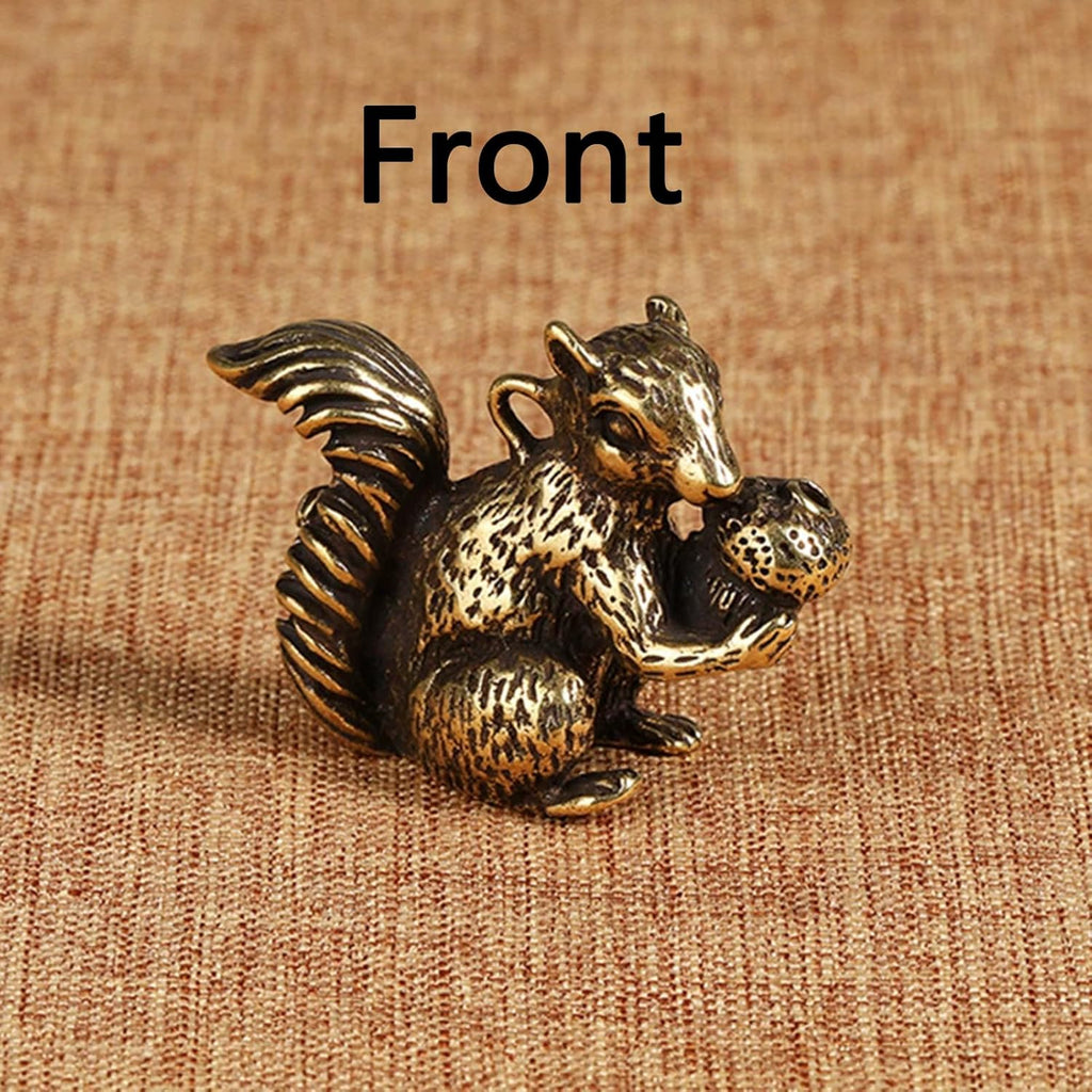 Skiennix Brass Squirrel Figurines - Antique Bronze Animal Decor | 2pcs Small Incense Holders (1.6x1.2x0.6in)