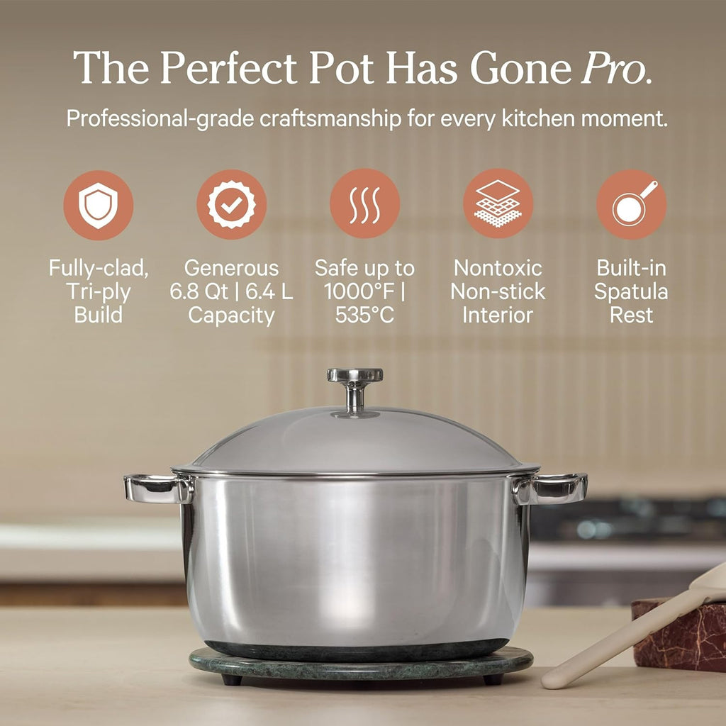 Our Place Titanium Pro Cookware Duo - Always Pan Pro & Perfect Pot Pro | Nonstick, Tri-Ply Titanium & Stainless Steel | Oven Safe up to 1000°F | Chrome