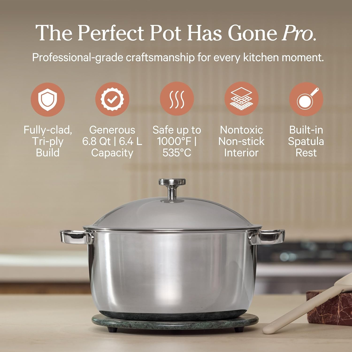 Our Place Titanium Pro Cookware Duo - Always Pan Pro & Perfect Pot Pro | Nonstick, Tri-Ply Titanium & Stainless Steel | Oven Safe up to 1000°F | Chrome
