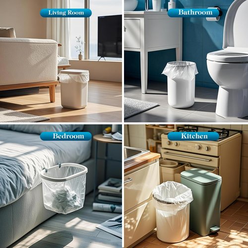 Charmount Small Trash Bags - 2-4 Gallon Unscented White Plastic Wastebasket Liners | 1000 Count