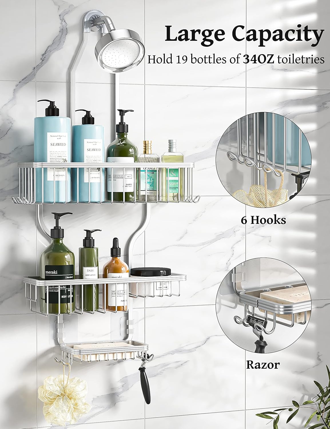 YASONIC Hanging Shower Caddy | Versatile Corner Storage Solution for Organized Bathrooms